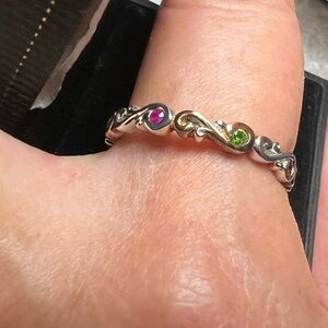 Sterling Silver & Gold Accents Multi Gem Ring
